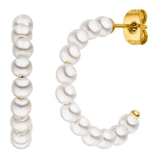 Pearl Hoop 18K Gold Plated Earrings