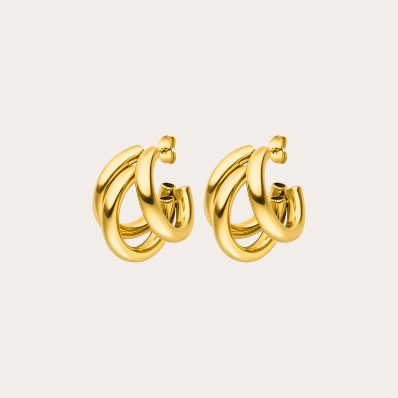 Triple Stud 18K Gold Plated Earrings
