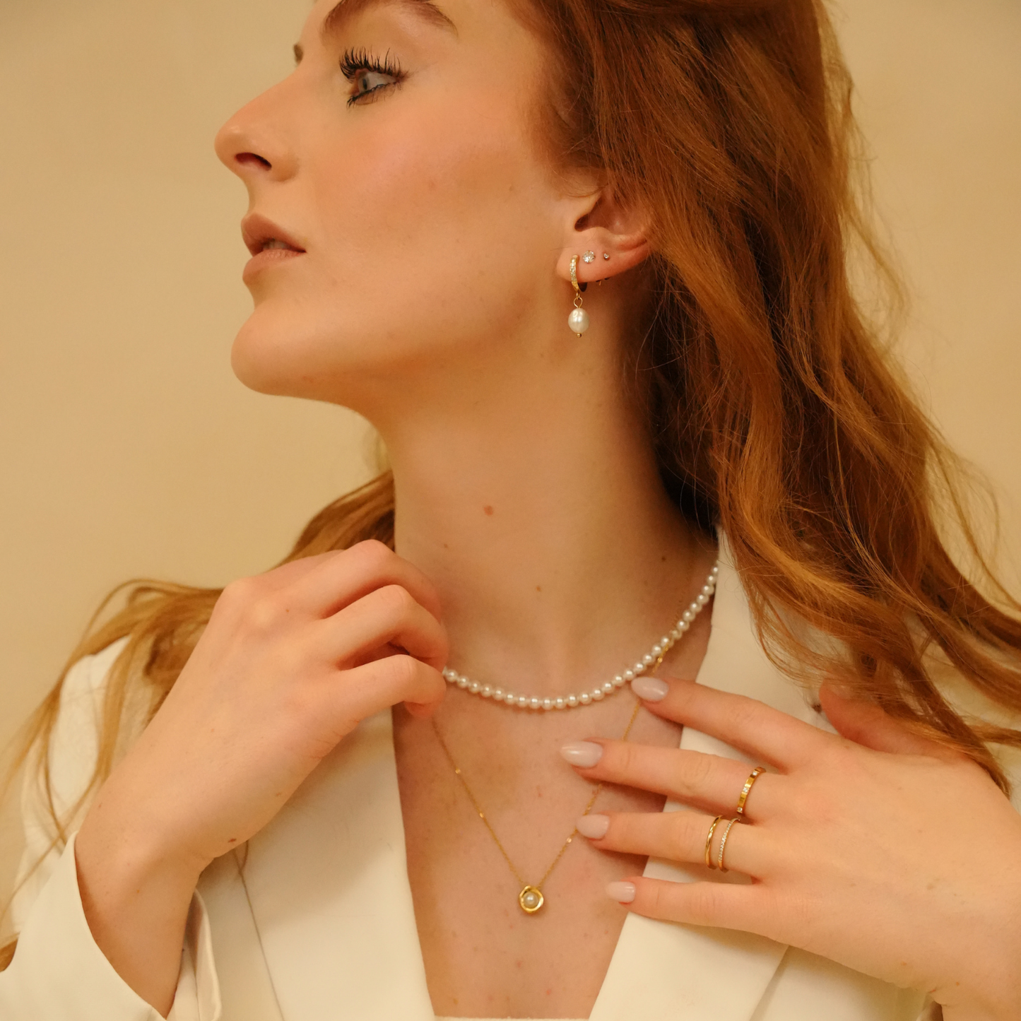 Hannah 18K Gold Plated Pearl Necklace