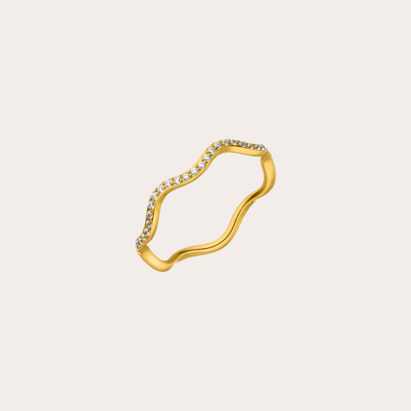 Wavy Zirconia 18K Gold Plated Ring