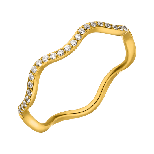 Wavy 18K Gold Plated Zirconia Ring