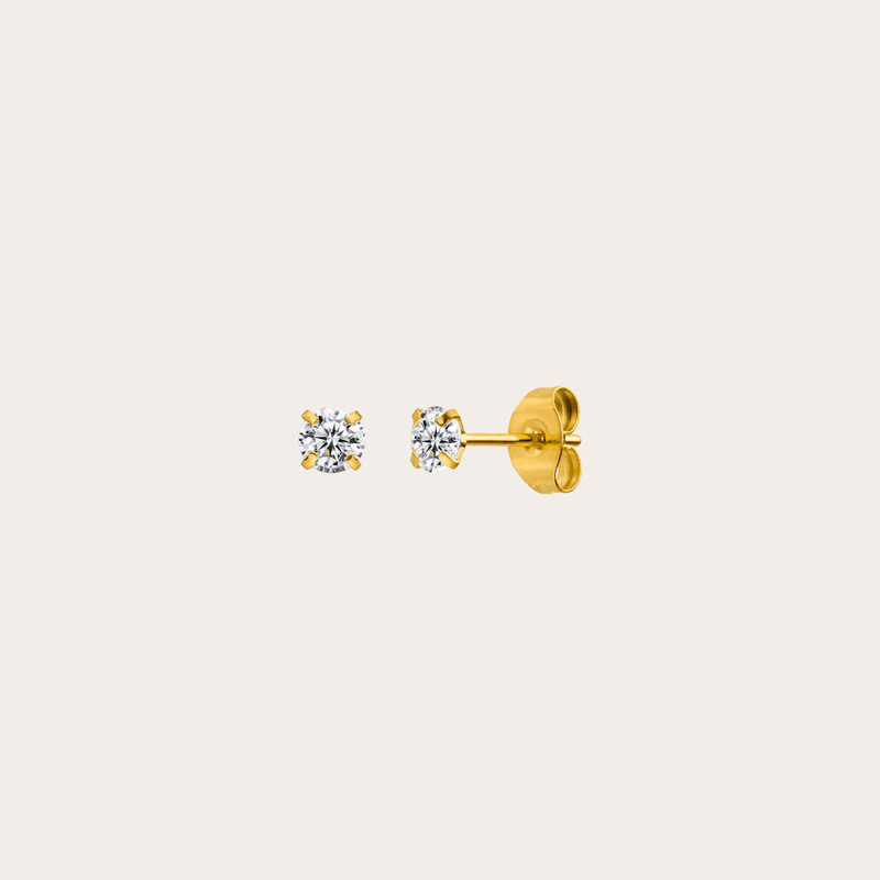 Zirconia Stud 18K Gold Plated Earrings