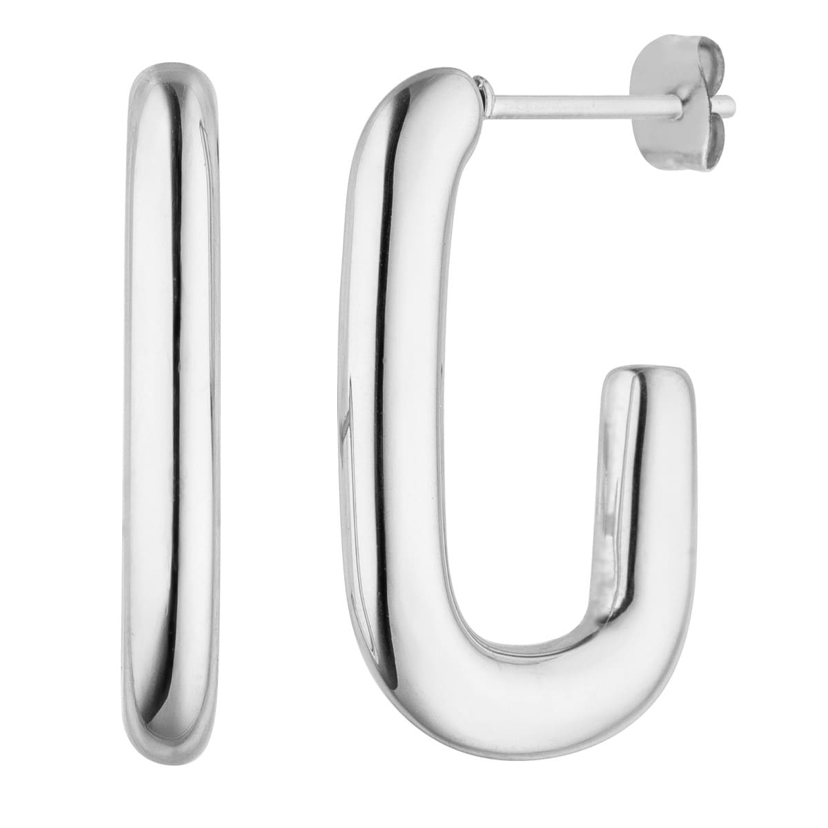 Silver square earrings by Aylin, featuring a post backing.