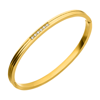 Gold bracelet with six stones by Six Stone, featuring a sleek, polished finish.
