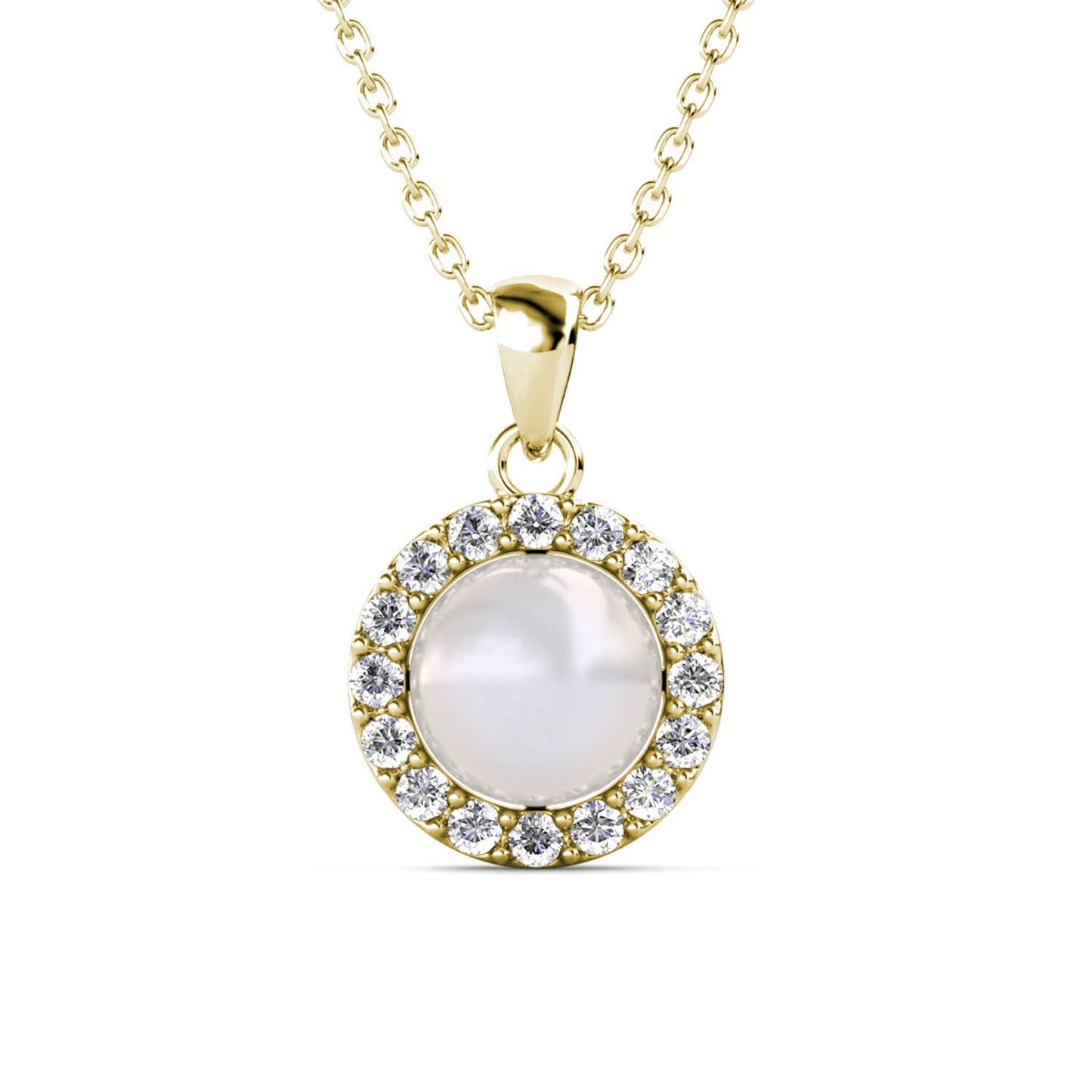Amour Pearl Necklace with a pearl pendant on a white background
