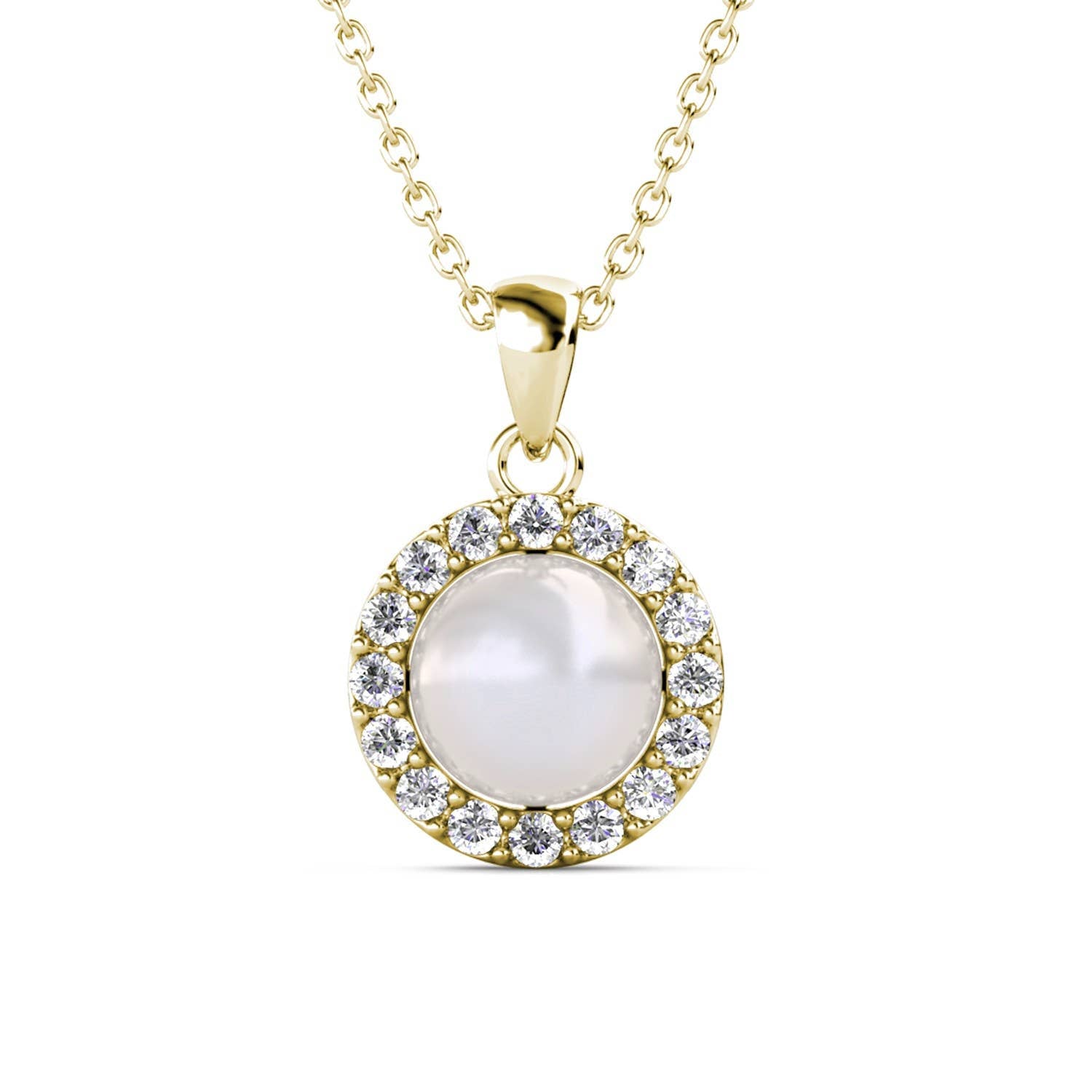 Amour Pearl Necklace with a pearl pendant on a white background