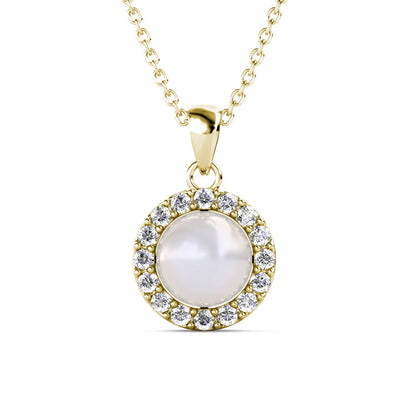 Amour Pearl Necklace with a pearl pendant on a white background