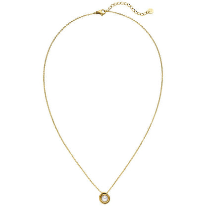 Gold-tone pearl necklace by Rosefield with a delicate chain and small round pendant.
