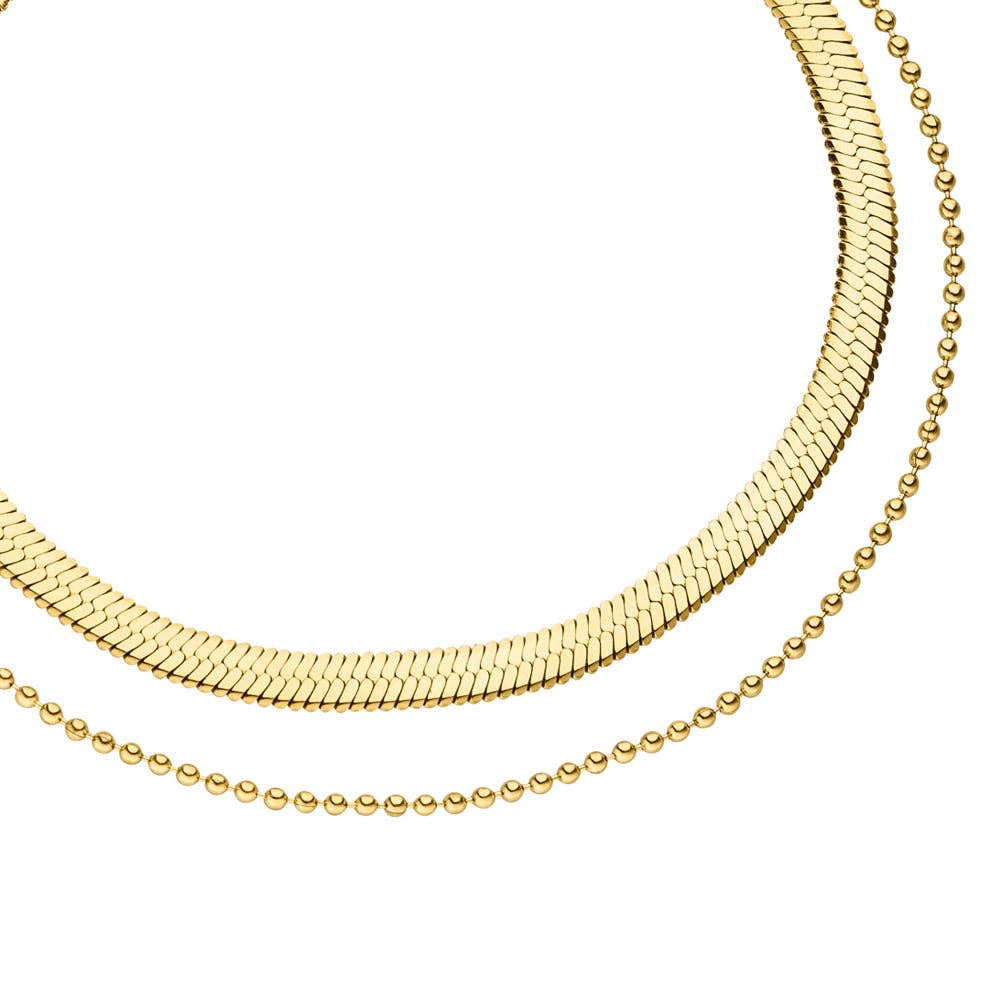 Gold Sleek Layers Bracelet by Unknown, featuring two delicate chains.