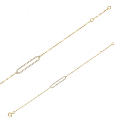 Gold zirconia bracelet by Glow, featuring a delicate chain and sparkling, elongated centerpiece.