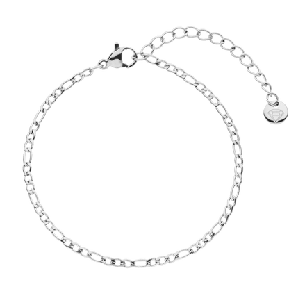 Silver bracelet by Emma, featuring a lobster clasp and a diamond-shaped charm.
