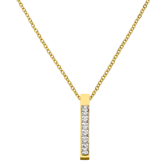 Zircon Bar 18K Gold Plated Necklace