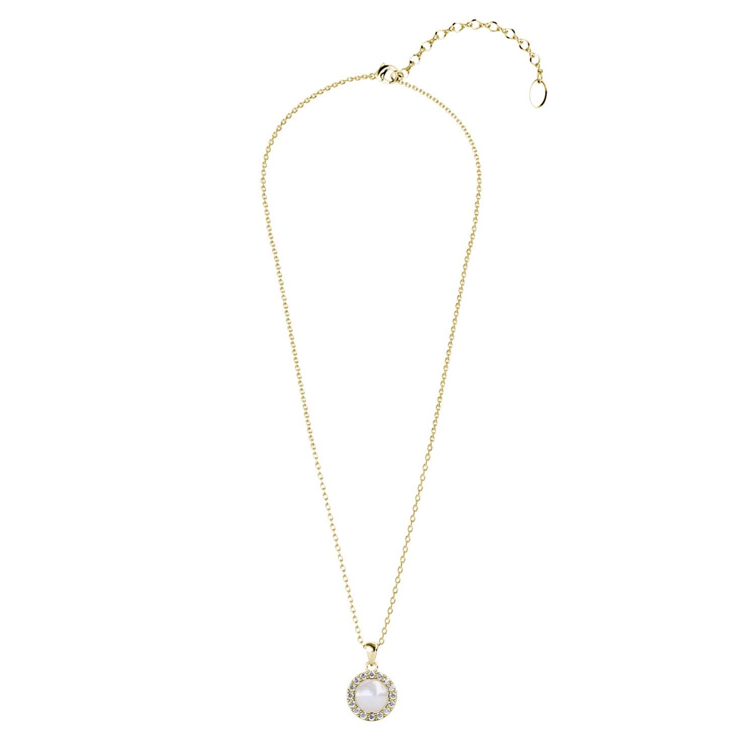 Amour Pearl Necklace with a pendant on a white background