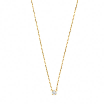 Elegant gold chain necklace with a zirconia stone.
